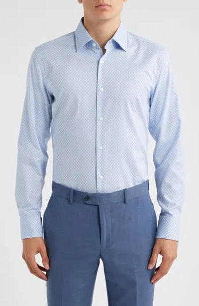 Hugo Boss Slim-fit Shirt In Printed Performance-stretch Jersey In Neutral