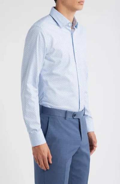 Hugo Boss Slim-fit Shirt In Printed Performance-stretch Jersey In Neutral