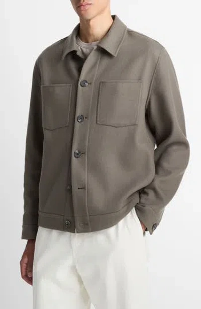 Vince Wool-blend Patch Pocket Overshirt In Gray