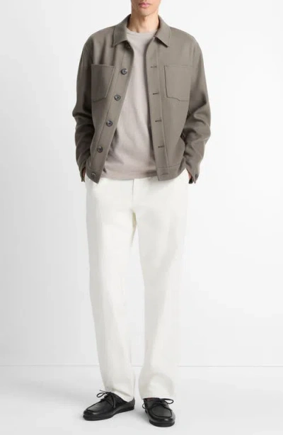 Vince Wool-blend Patch Pocket Overshirt In Gray