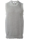 Msgm Distressed Sleeveless Jumper In Grey