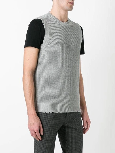 Msgm Distressed Sleeveless Jumper In Grey