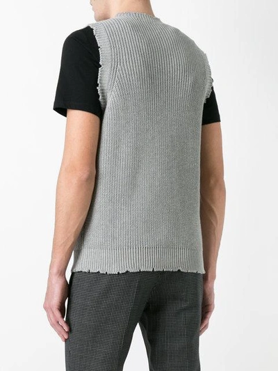 Msgm Distressed Sleeveless Jumper In Grey