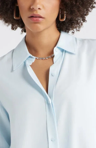 Open Edit Watery Rectangular Hoop Earrings In White