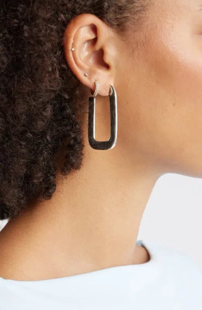 Open Edit Watery Rectangular Hoop Earrings In White