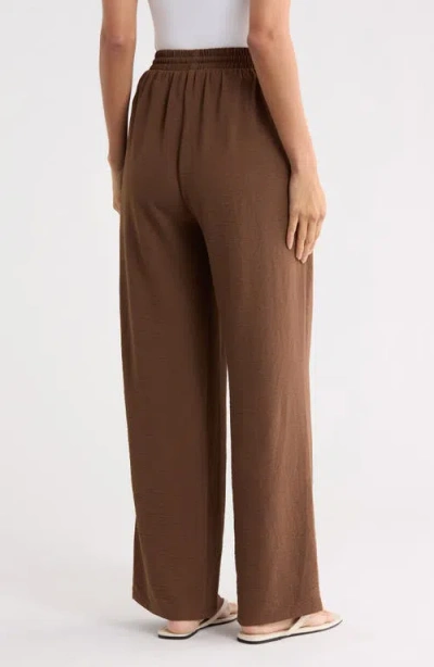 Leith Airflow Pull-on Wide Leg Pants In Brown