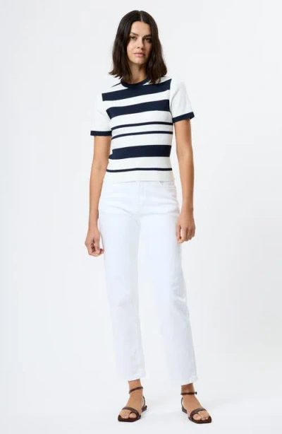 French Connection Maxime Stripe Short Sleeve Top In White