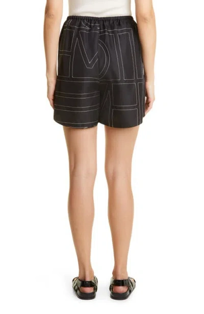 Totême Black Monogram Silk Pj Shorts In Black