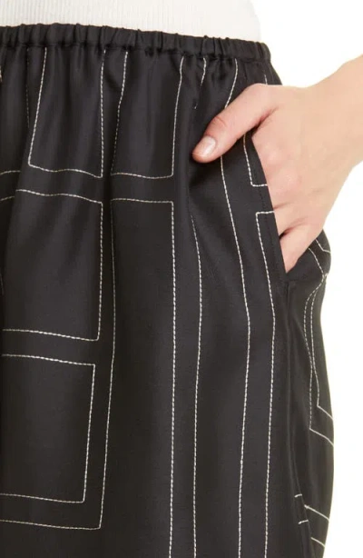 Totême Black Monogram Silk Pj Shorts In Black