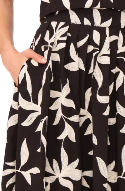Halogenr Halogen(r) Embroidered Pull-on A-line Midi Skirt In Black