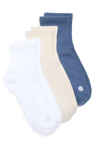 Zella Assorted 3-pack Half Crew Socks In Blue