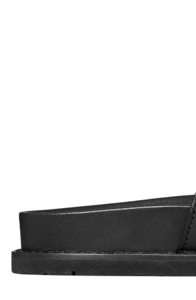 Tory Burch Romy Leather Double Strap Slide Sandals In Black