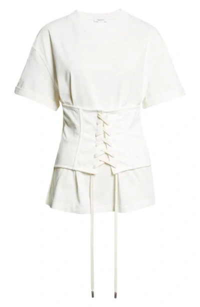 Alexander Mcqueen Mcqueen Cotton Jersey Corset T-shirt In White
