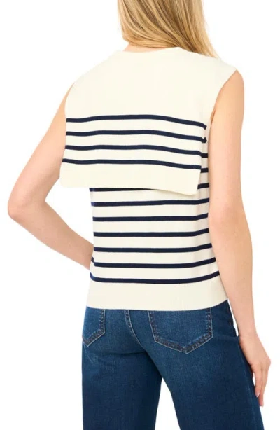 Halogenr Halogen(r) Stripe Front Tie Sleeveless Sweater In White