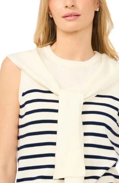 Halogenr Halogen(r) Stripe Front Tie Sleeveless Sweater In White