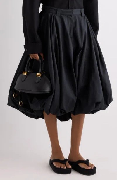Balenciaga Mini Leather Bolero B Logo Zip Fastening Top Handle With Ring Detail In Black