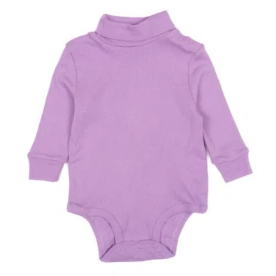 Leveret Cotton Neutral Solid Turtleneck Bodysuit In Purple