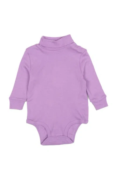 Leveret Cotton Neutral Solid Turtleneck Bodysuit In Purple