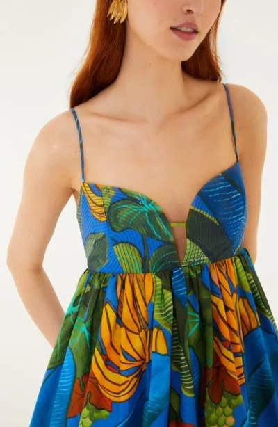 Farm Rio Banana Grapes Blue Sleeveless Mini Dress Banana Grapes Blue