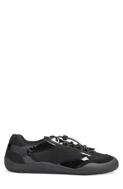 Prada Speedrock Leather And Mesh Fabric Sneakers In Black