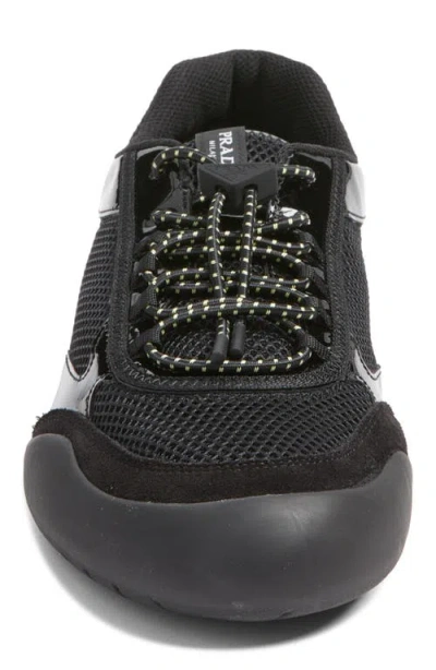 Prada Speedrock Leather And Mesh Fabric Sneakers In Black
