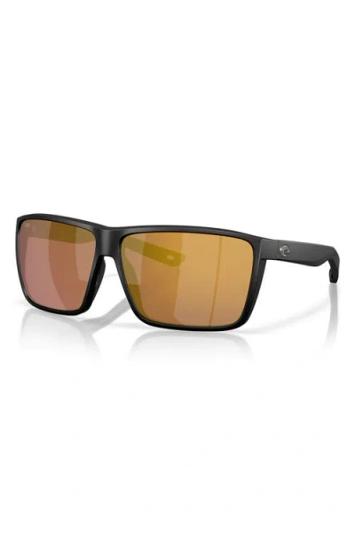 Costa Del Mar Broadbill Ii 58mm Polarized Rectangular Sunglasses In Black