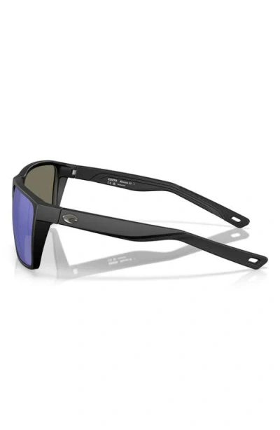 Costa Del Mar Rincon Ii 64mm Mirrored Polarized Oversize Rectangular Sunglasses In Black