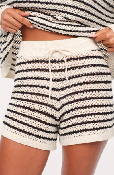 Nuuds Stripe Open Knit Shorts In White