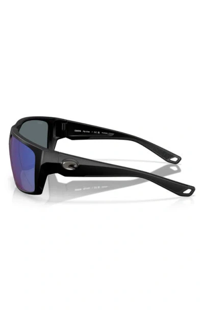 Costa Del Mar Rincon Ii 64mm Mirrored Polarized Oversize Rectangular Sunglasses In Black