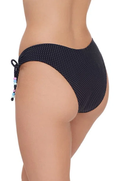 Stevie Adjustable Side Tie Scoop Bikini Bottom In Black