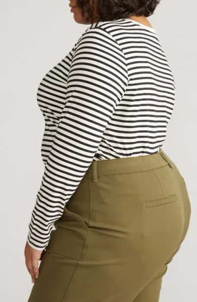 Universal Standard Rex Stripe Long Sleeve T-shirt In White