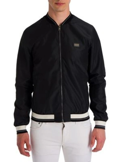 Shop Dolce & Gabbana Basic Nylon Bomber In Black