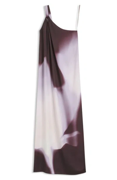 Hugo Boss Boss Dantea One-shoulder Floral Print Gown In Brown
