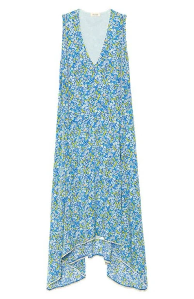 Zadig & Voltaire Womens Pear Rerol Floral-print Woven Midi Dress Xs In Blue