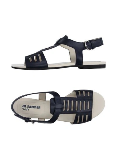 Shop Jil Sander Sandals In Dark Blue