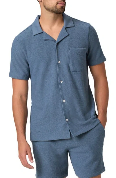 Paige Mens Lakeside Oliver Short-sleeve Cotton-blend Shirt In Blue