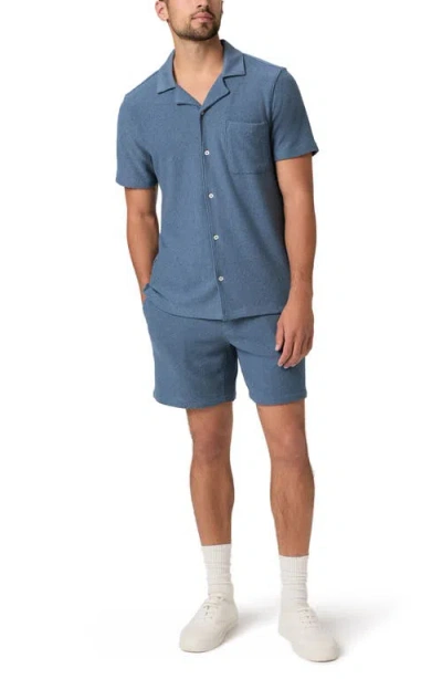 Paige Mens Lakeside Oliver Short-sleeve Cotton-blend Shirt In Blue