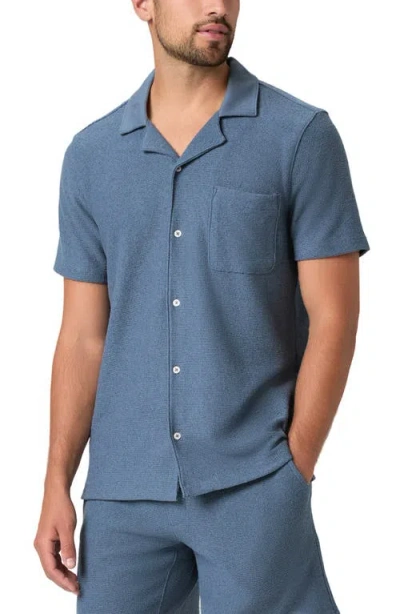 Paige Mens Lakeside Oliver Short-sleeve Cotton-blend Shirt In Blue