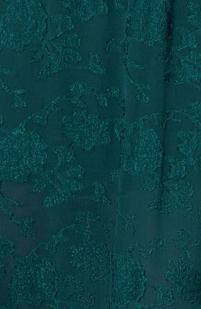 Betsy & Adam Floral Jacquard Chiffon Gown In Green