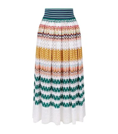Missoni Crochet-knit Midi Skirt In Green And White