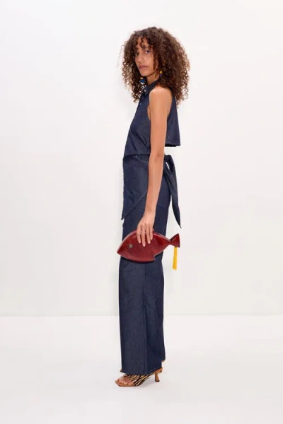 Simon Miller Simonmiller Pia Chambray Side Zip Pant In Blue