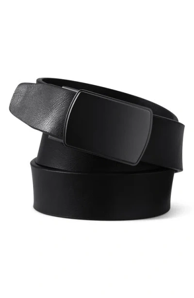 Lands' End Leather Adjustable Slide Belt In Black