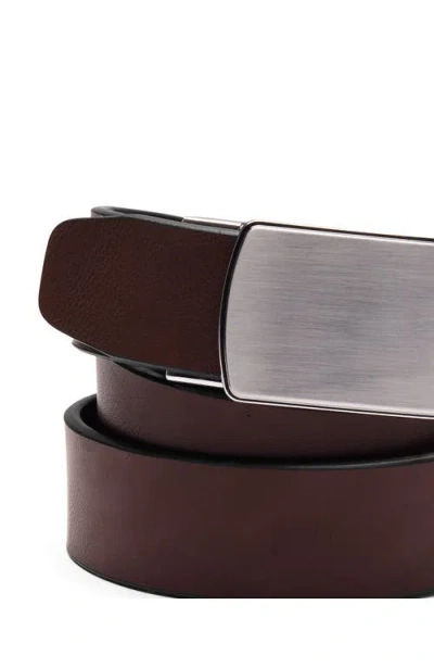 Lands' End Leather Adjustable Slide Belt In Brown