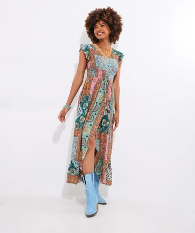 Joe Browns Patchwork Slit Maxi Dress In Brown