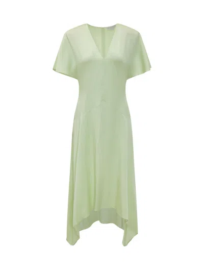 Stella Mccartney Envers Satin V Neck Dress In Multi