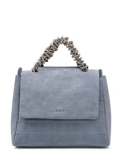 Orciani Crocodile-effect Chain Handle Tote Bag In Gray