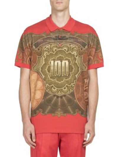 Shop Givenchy Money Printed Polo In Red