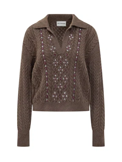Des_phemmes Des Phemmes Chic Pullover With Innovative Design In Brown