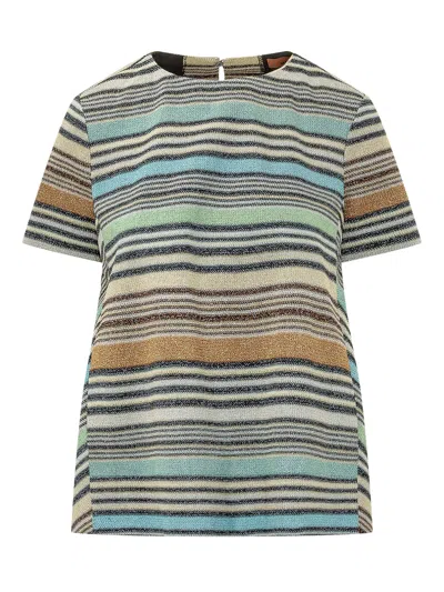 Missoni Multicolour Crew Neck Stripes T-shirt In Multi