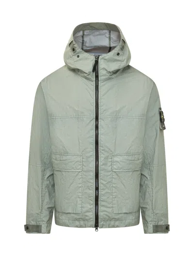 Stone Island Mens Sage Membrana 3l Tc Hooded Shell Jacket Xl In Green